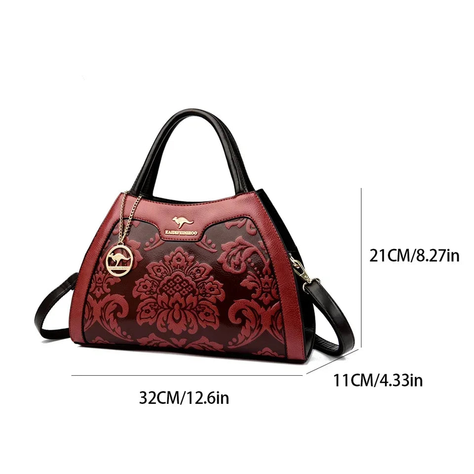 Regal Embossed Leather Tote Handbag