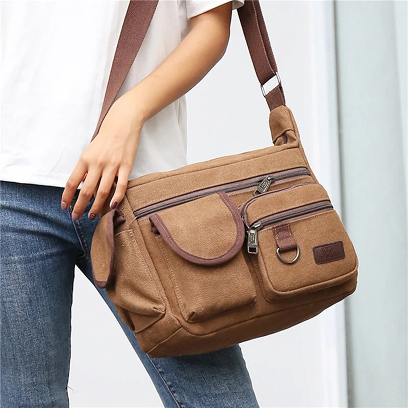 Rugged Vintage Canvas Messenger Bag