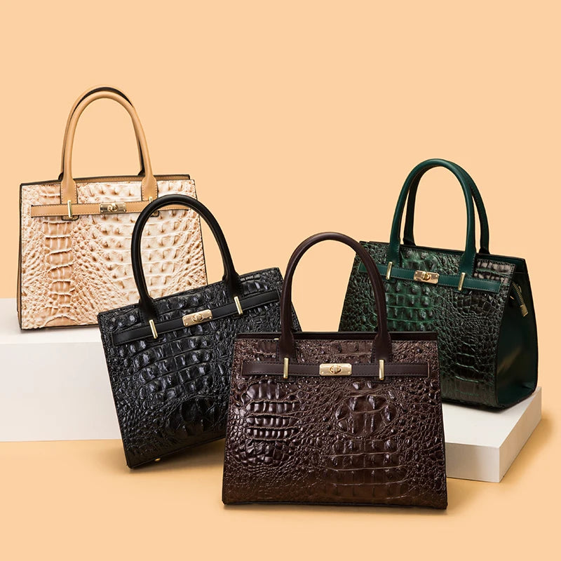 Exquisite Crocodile-Pattern Tote Bag