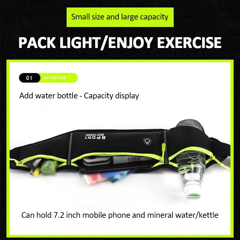 Multi-Purpose Waterproof Running Waist Bag with Water Bottle Holder