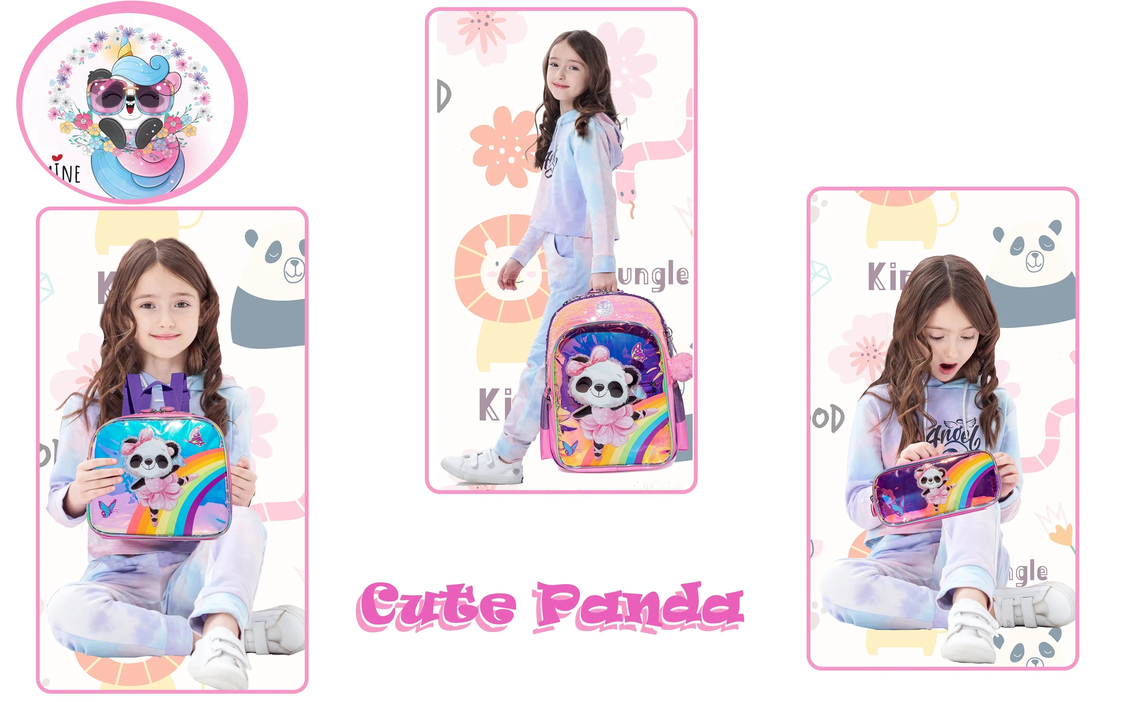 Magical Unicorn Fantasy Backpack and Lunch Box Set for Girls