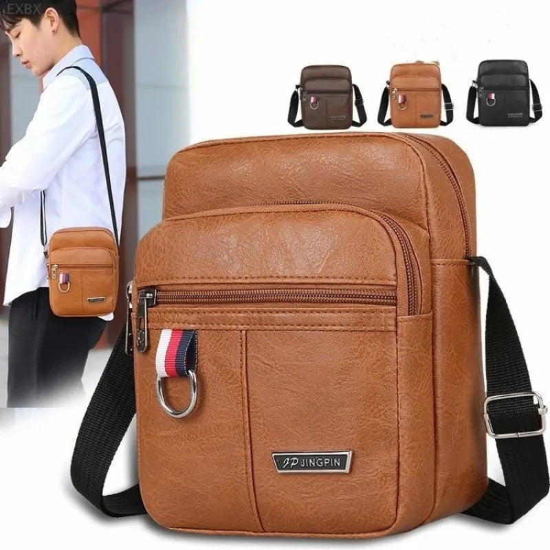 Vintage-Style PU Leather Crossbody Travel Sling Bag