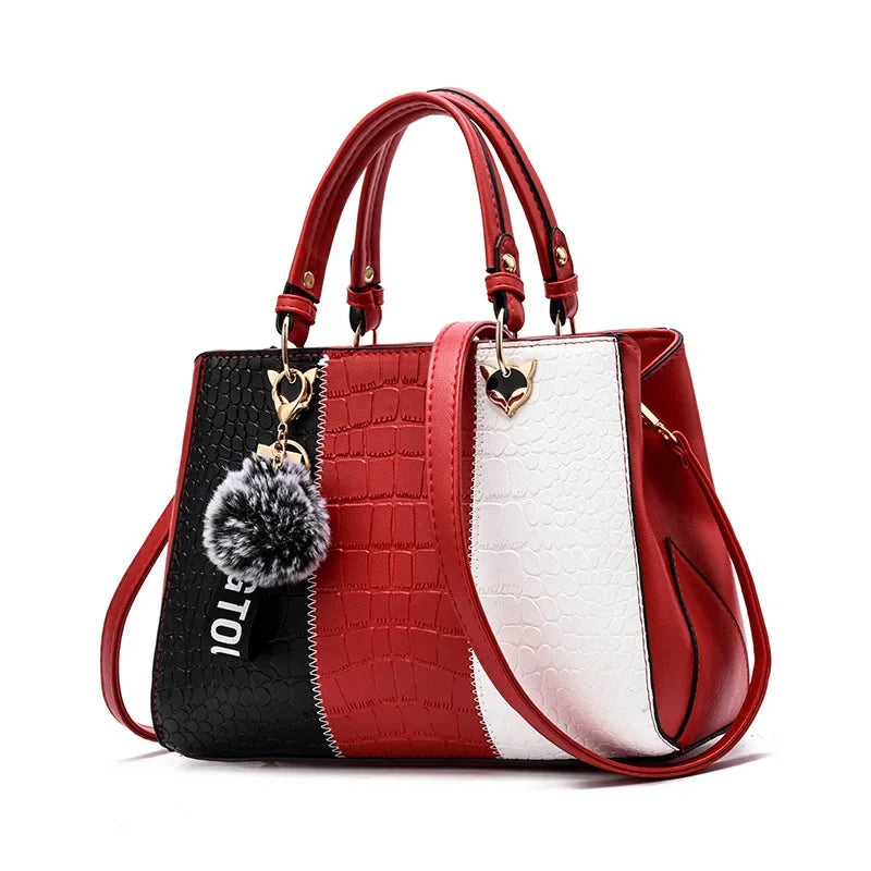 Newposs Bold Patchwork Tote: Textured Elegance
