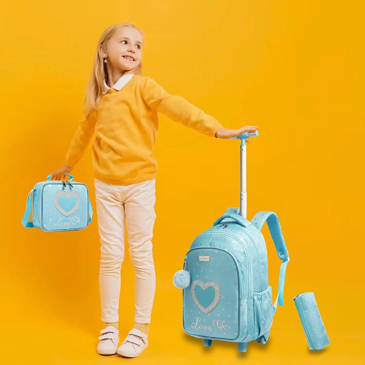 Sweetheart Trolley Backpack Set for Girls