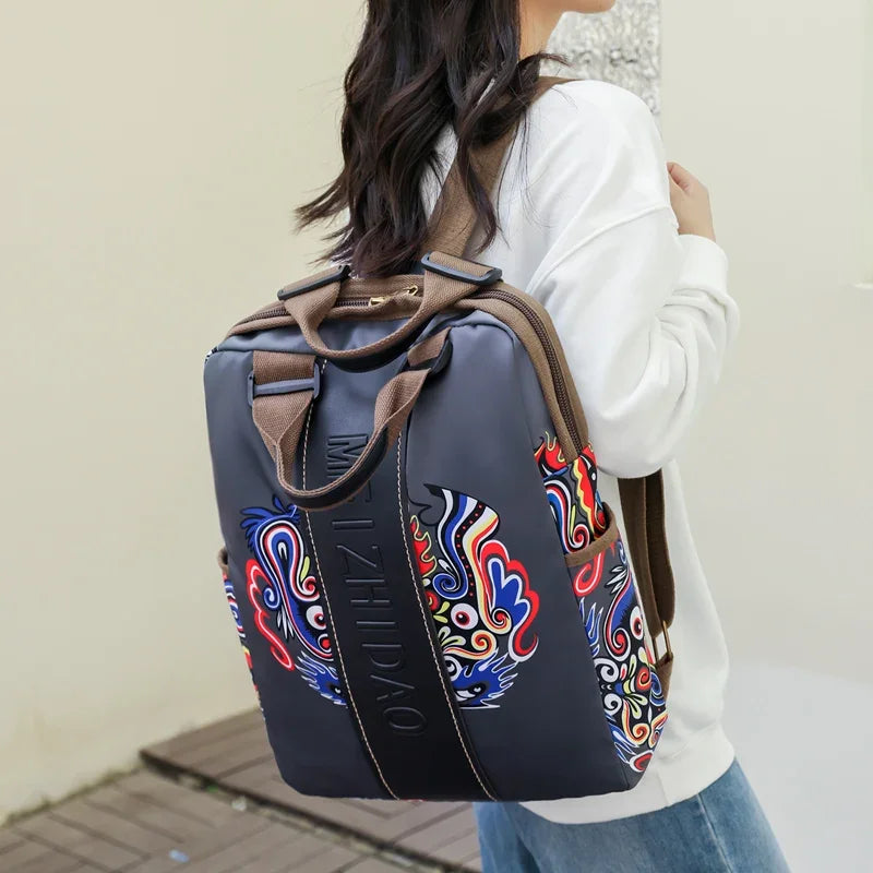 Bohemian Embroidered Backpack – Large Capacity Travel & Student Bag