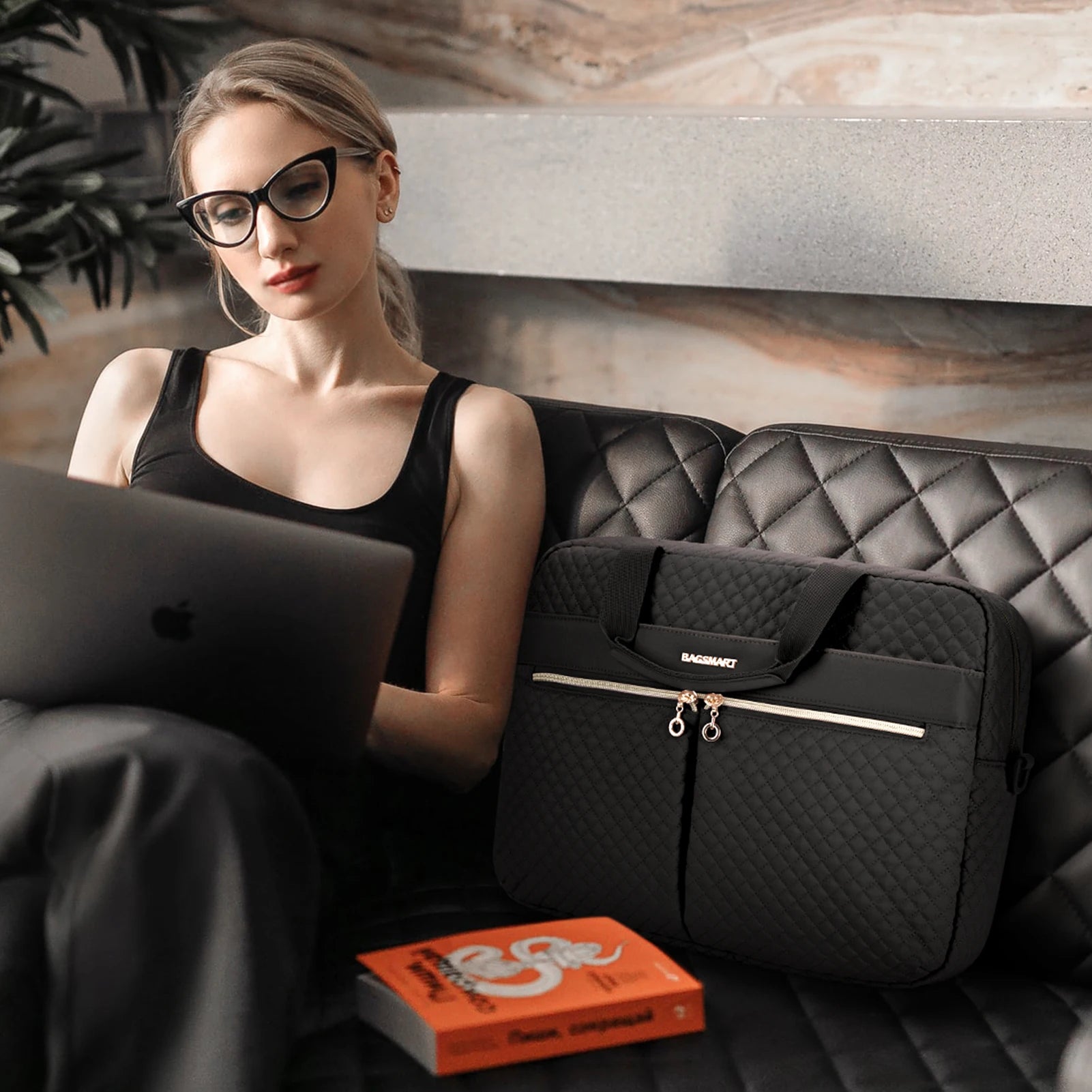 Powder Pink Professional: Elegant Laptop Briefcase for Women