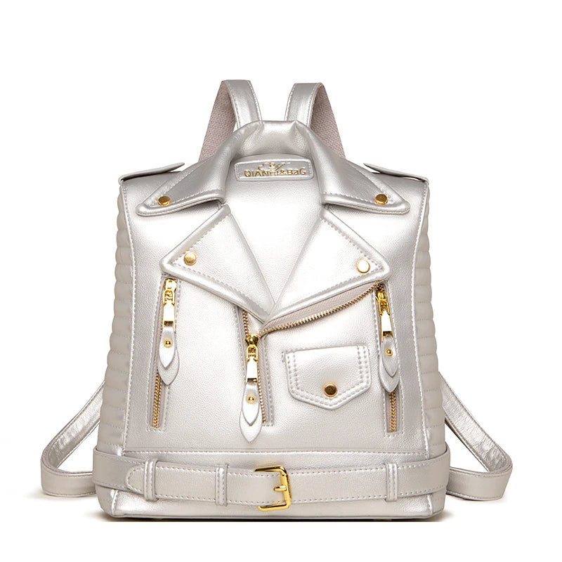 Luxe Designer Leather Backpack - Edgy Urban Chic