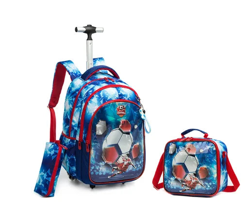 Mermaid-Themed Rolling Backpack Set with Lunch Bag and Pencil Case