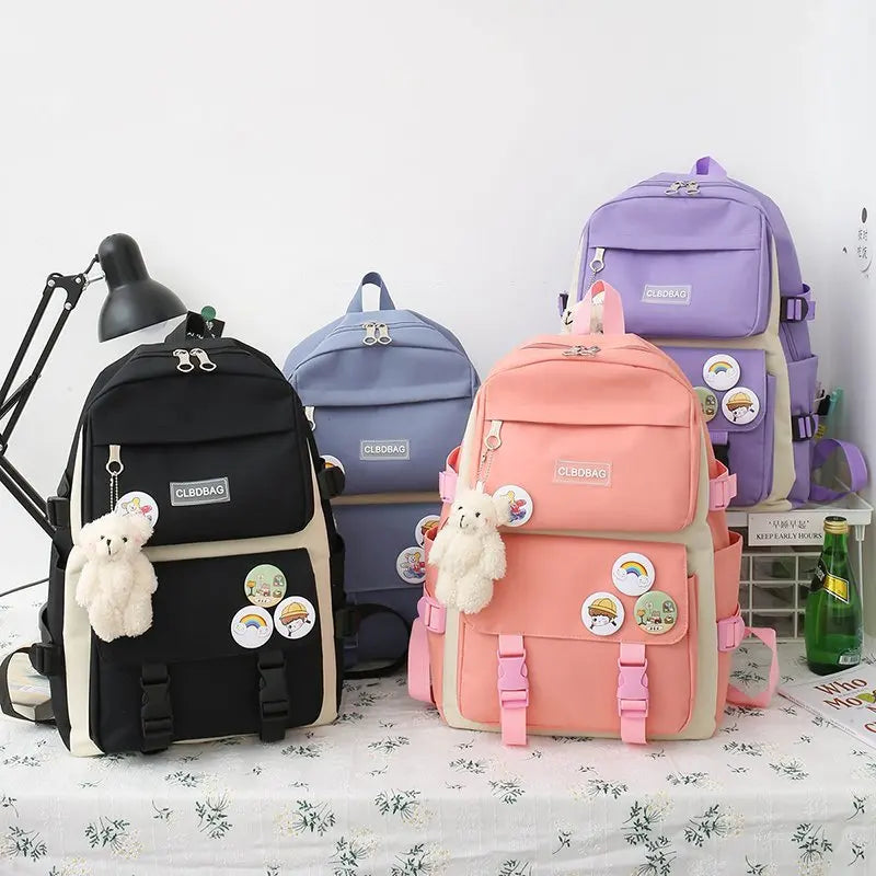 Versatile 5-Piece School Bag Set for Teen Girls