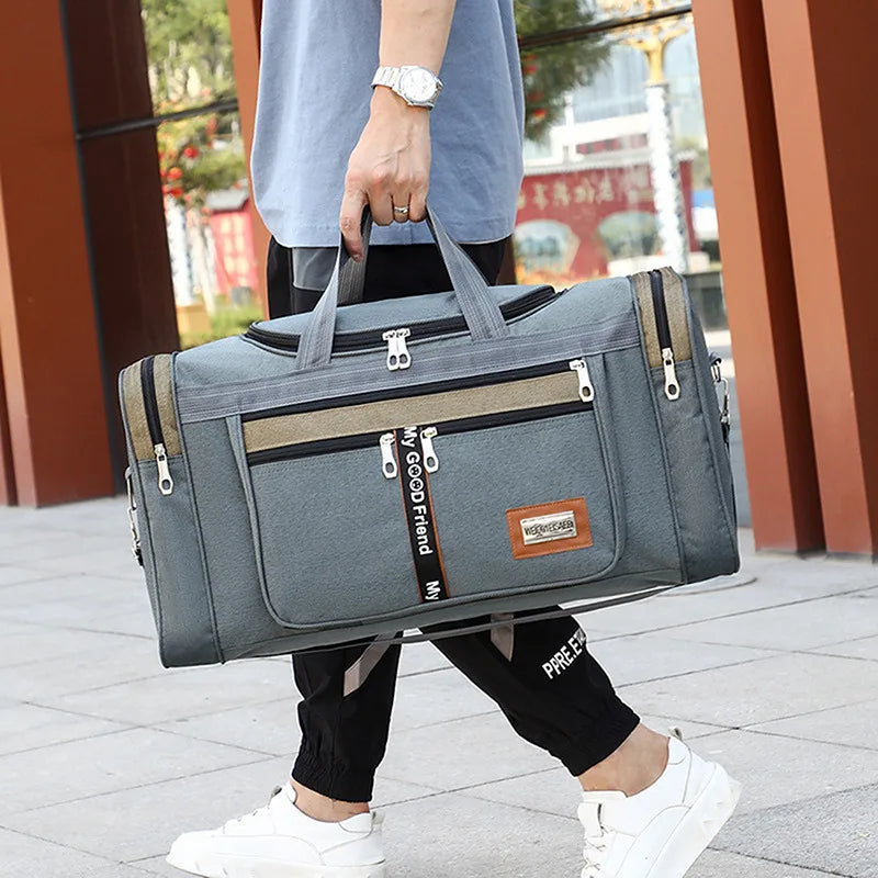 Global Trekker: Rugged Oxford Weekender with Multi-Pocket Design"