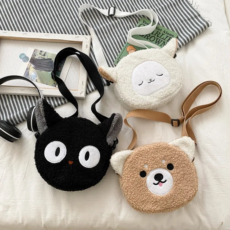 Charming Kawaii Cat Plush Crossbody Bag