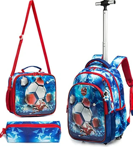 Mermaid-Themed Rolling Backpack Set with Lunch Bag and Pencil Case