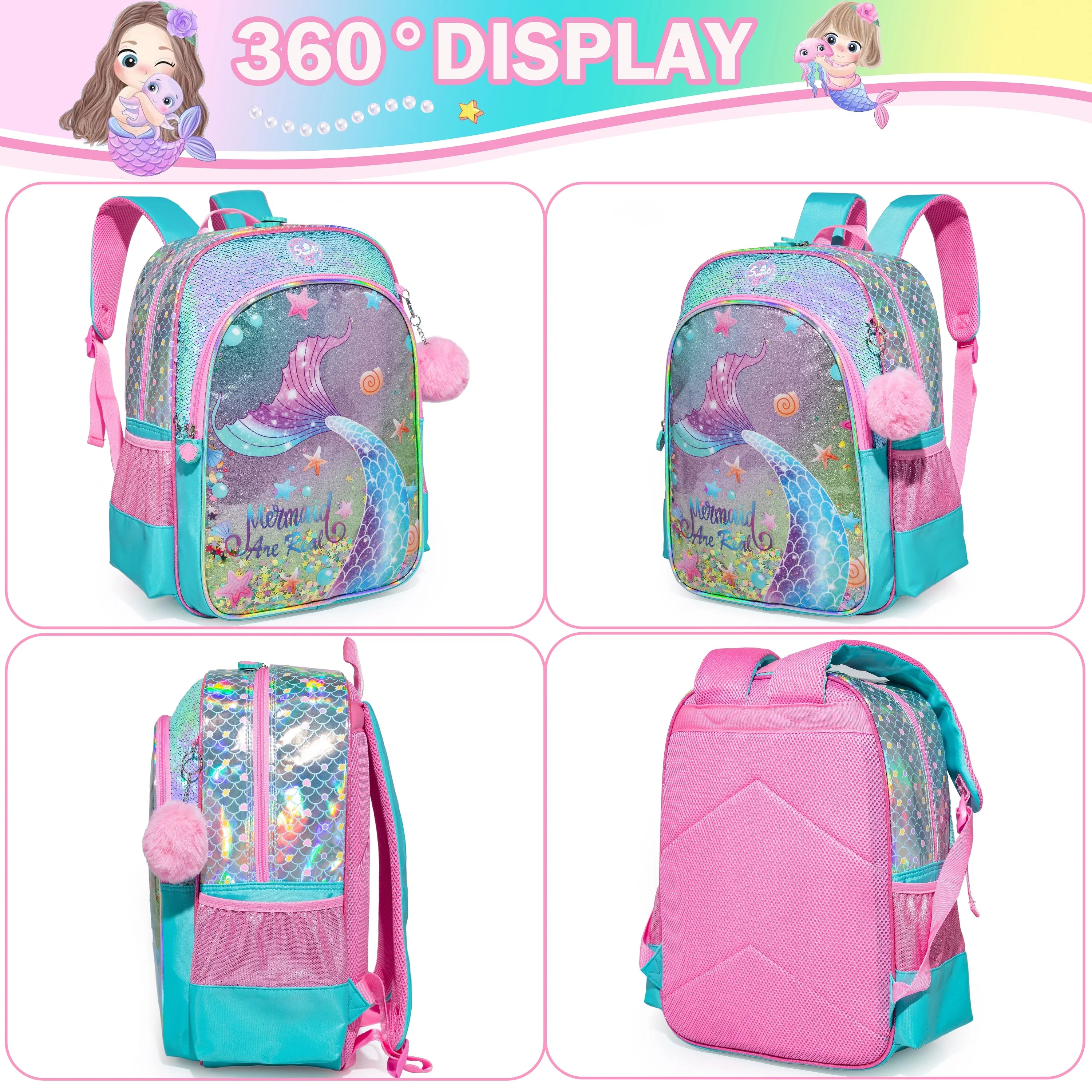 Mermaid Fantasy Backpack and Lunch Box Set