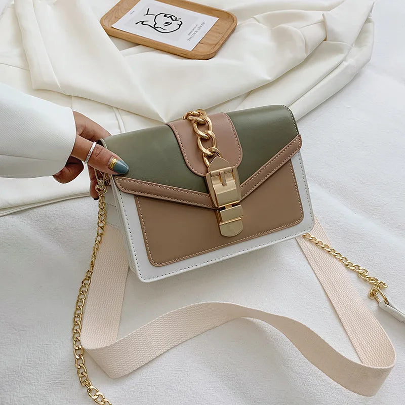 Contemporary Two-Tone Chain Crossbody Bag