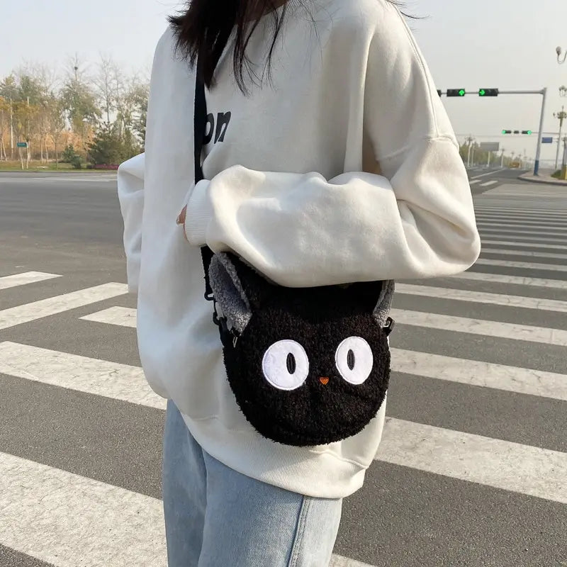 Charming Kawaii Cat Plush Crossbody Bag