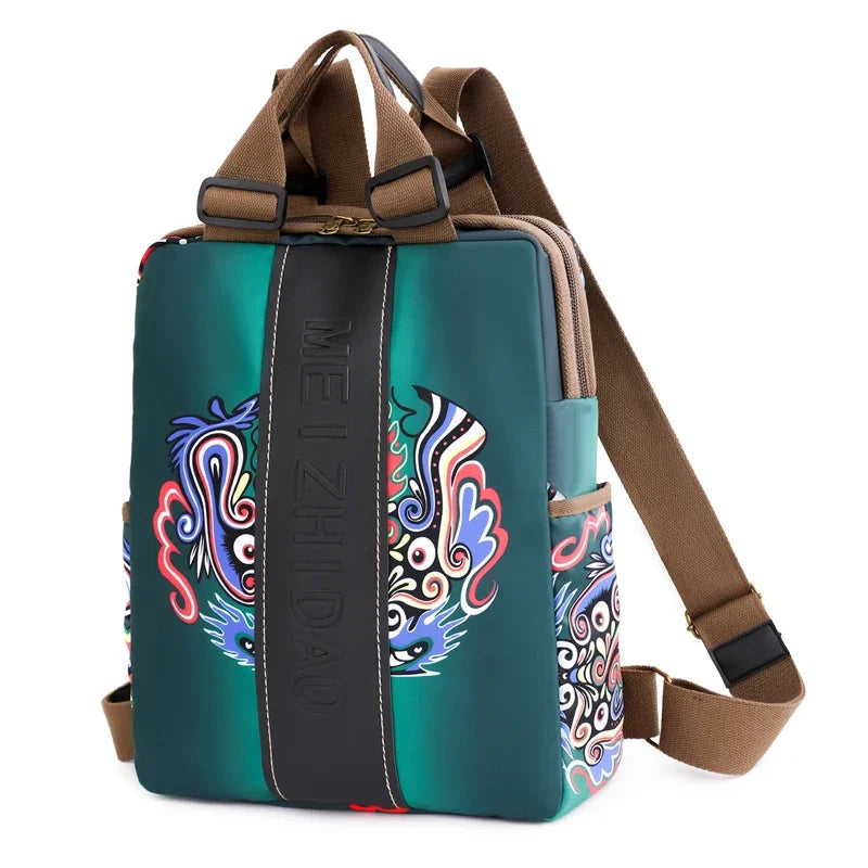 Bohemian Embroidered Backpack – Large Capacity Travel & Student Bag