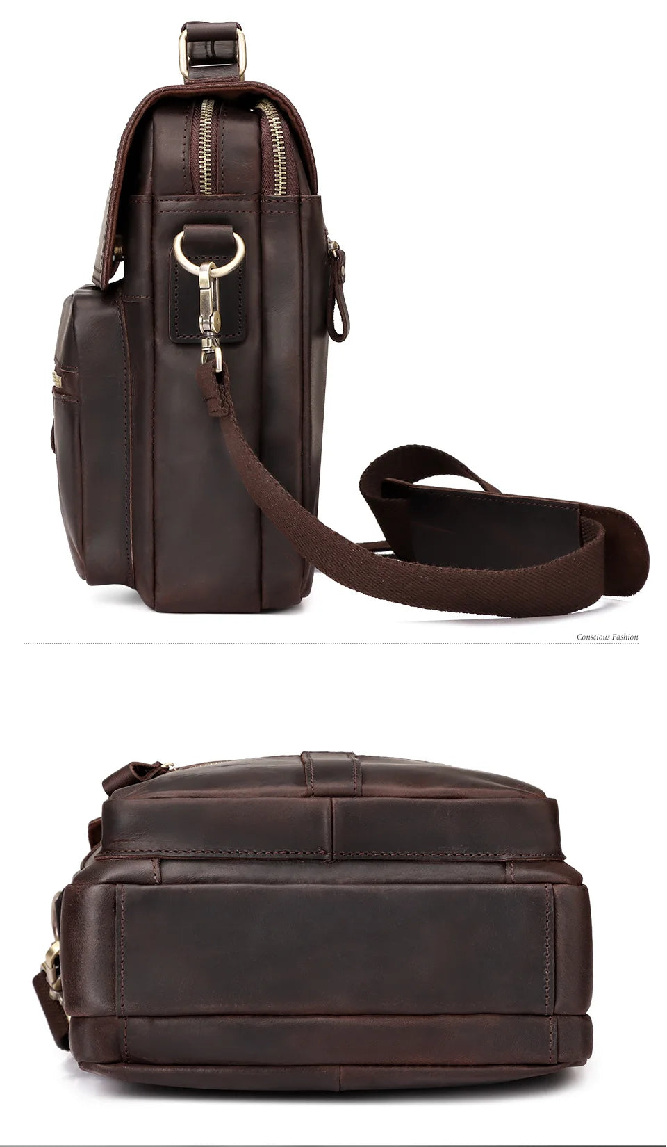 HUMERPAUL Genuine Leather Men's Shoulder Bag Luxury Work Business Messenger Bags Fashion Male Crossbody with Adjustable Straps