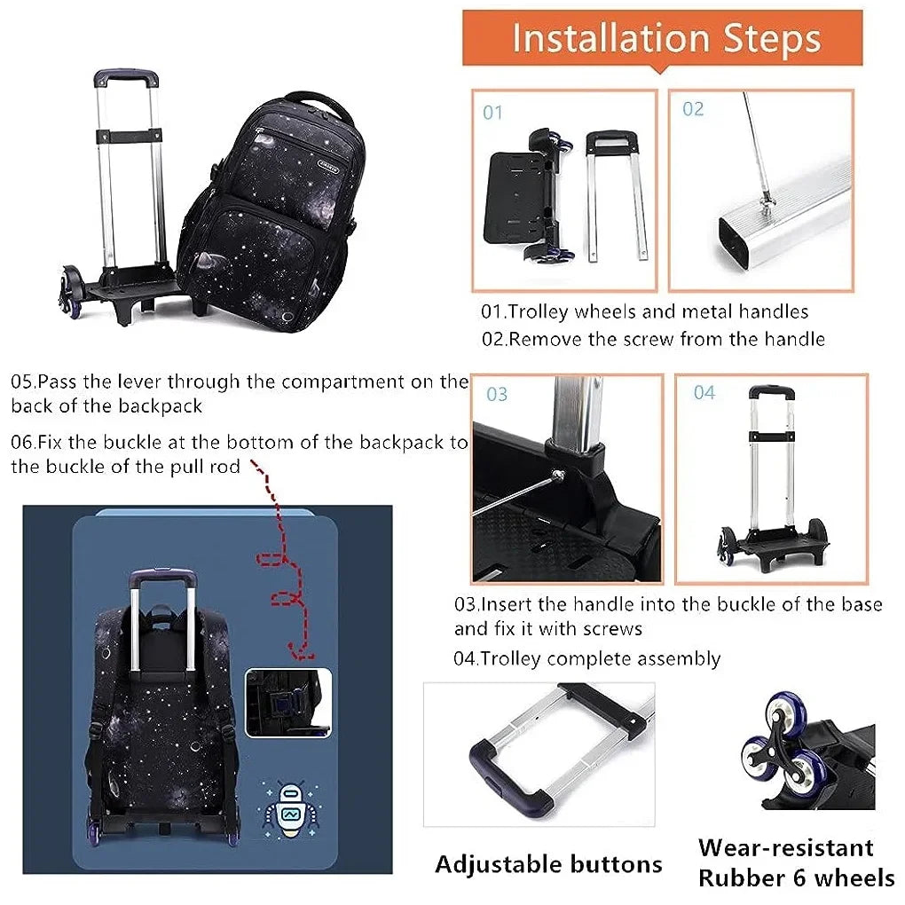 Galactic Trekker Wheeled Backpack Set - Starry Night Edition