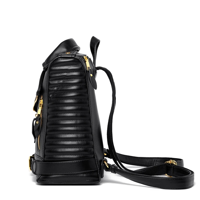 Luxe Designer Leather Backpack - Edgy Urban Chic