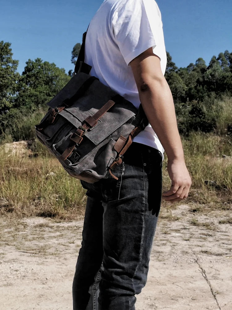 Vintage Canvas Leather Messenger Bag