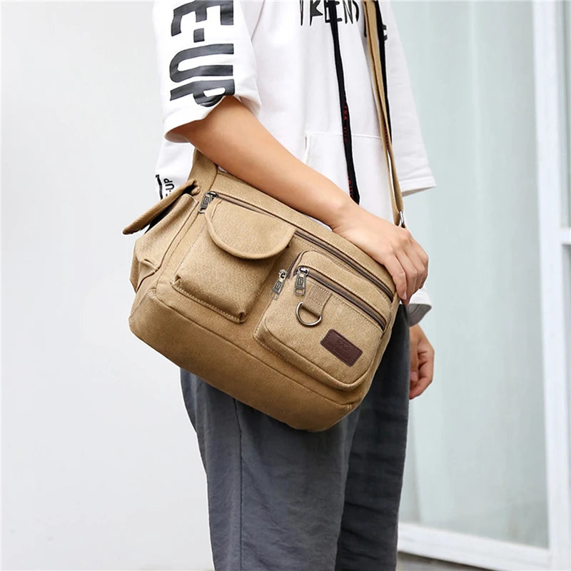 Rugged Vintage Canvas Messenger Bag