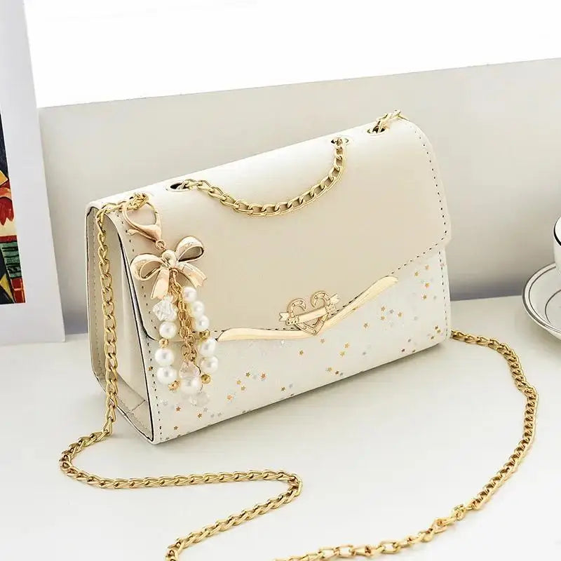 Elegant Pearl-Embellished Clutch Bag