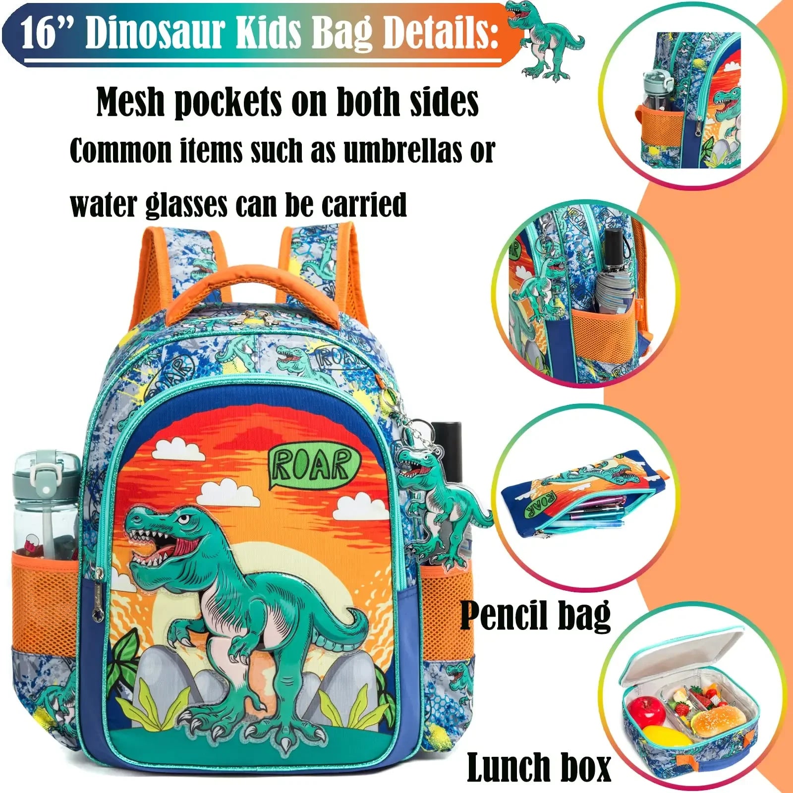 Roaring Adventures Dinosaur Backpack Set for Kids