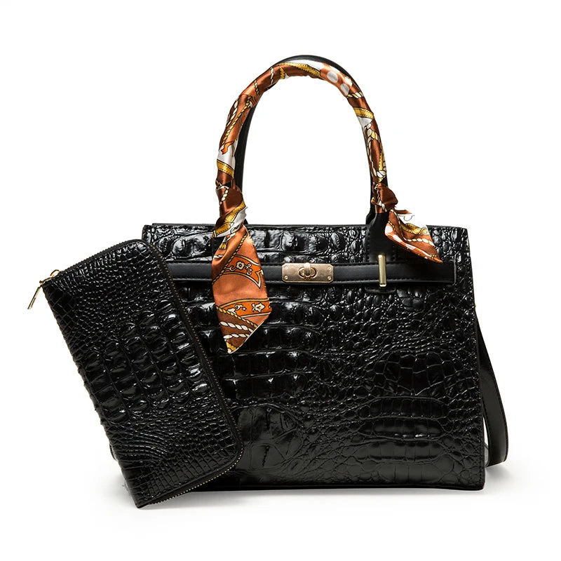 Exquisite Crocodile-Pattern Tote Bag