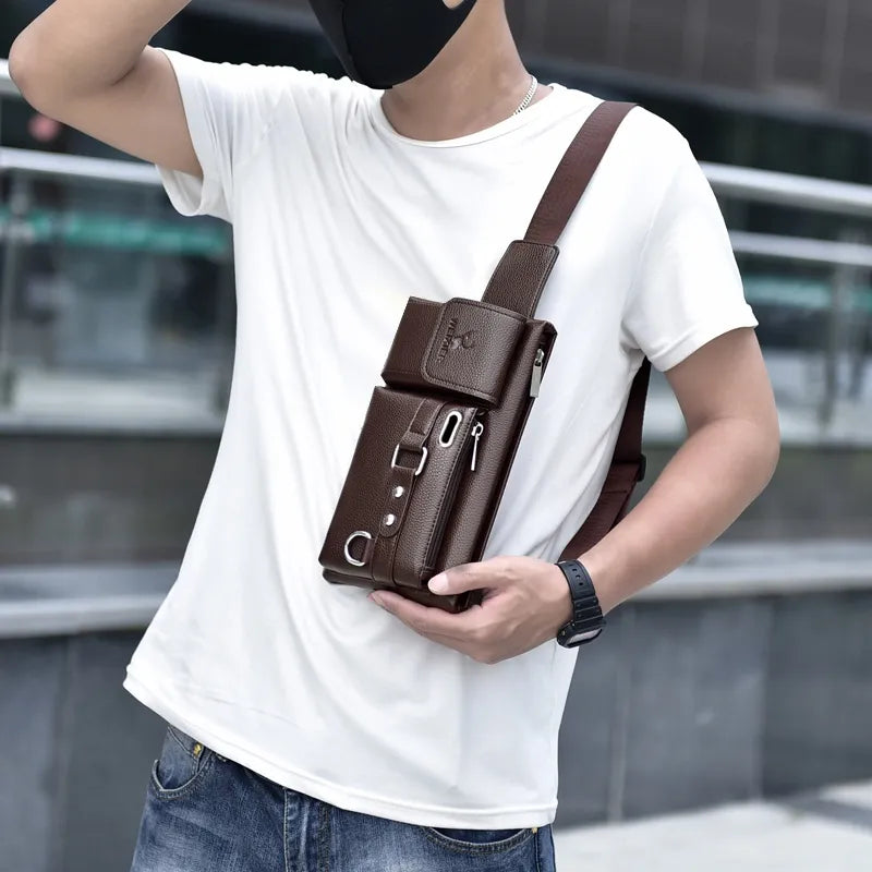 Classic Leather-Look Multi-Functional Waist Crossbody Bag