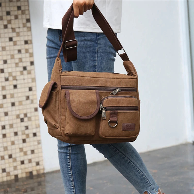 Rugged Vintage Canvas Messenger Bag