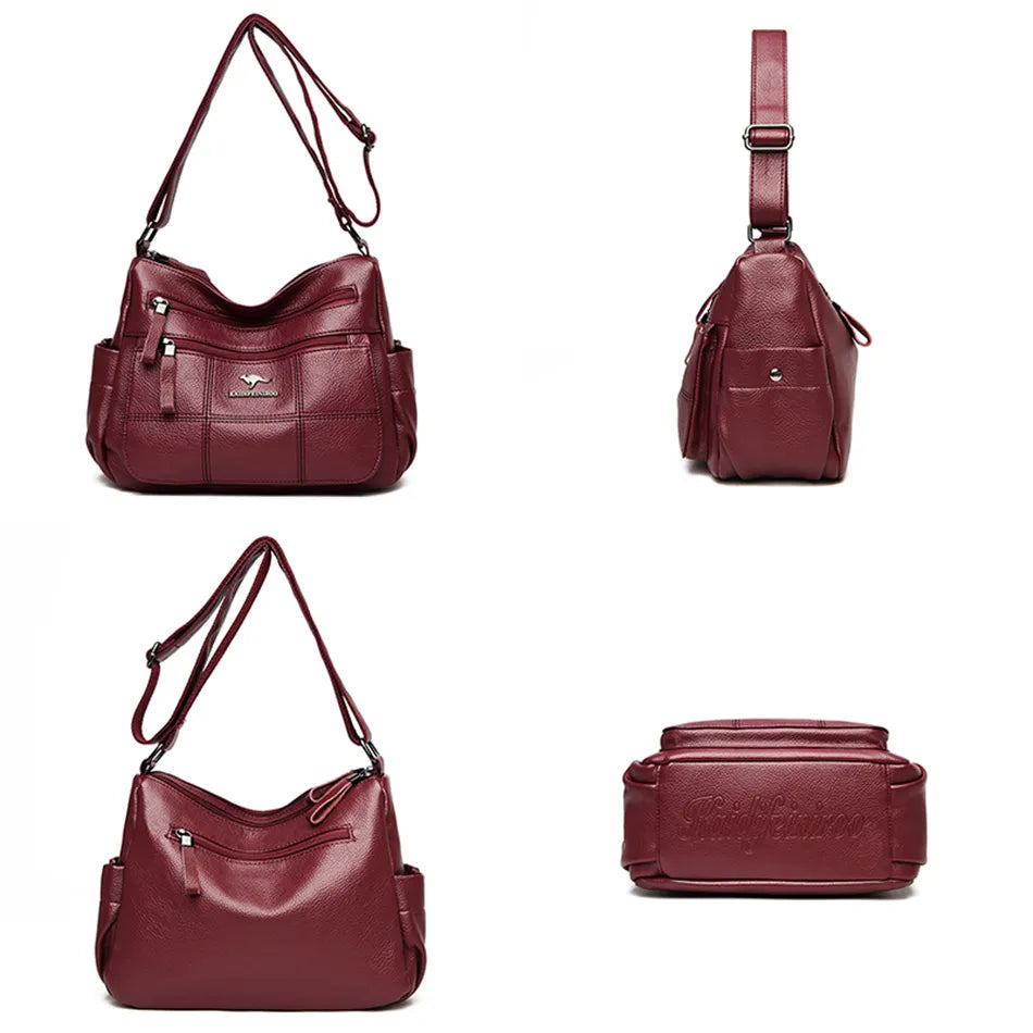 Luxurious Maroon Leather Crossbody Bag