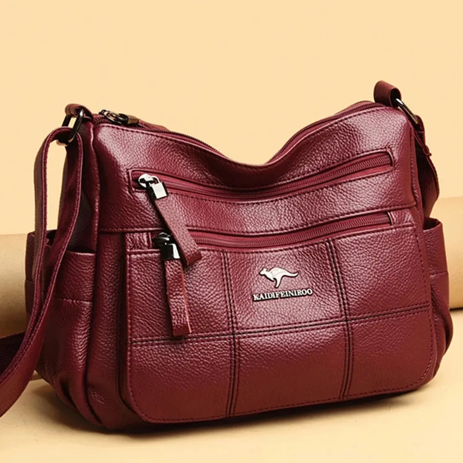 Luxurious Maroon Leather Crossbody Bag