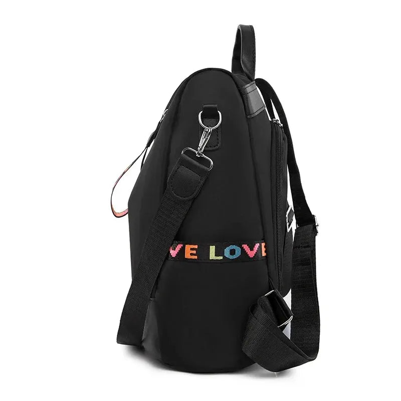 Trendy Oxford Cloth Backpack – Lightweight Casual Daypack with Charm Details