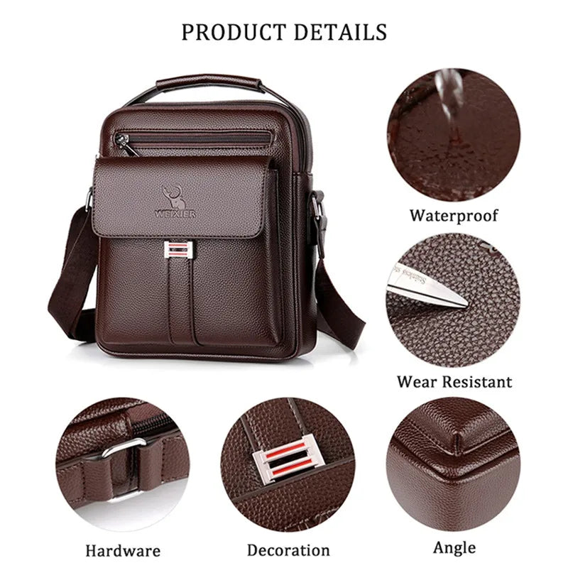 Vintage-Style Waterproof Men's Messenger Bag – Durable Crossbody Tote