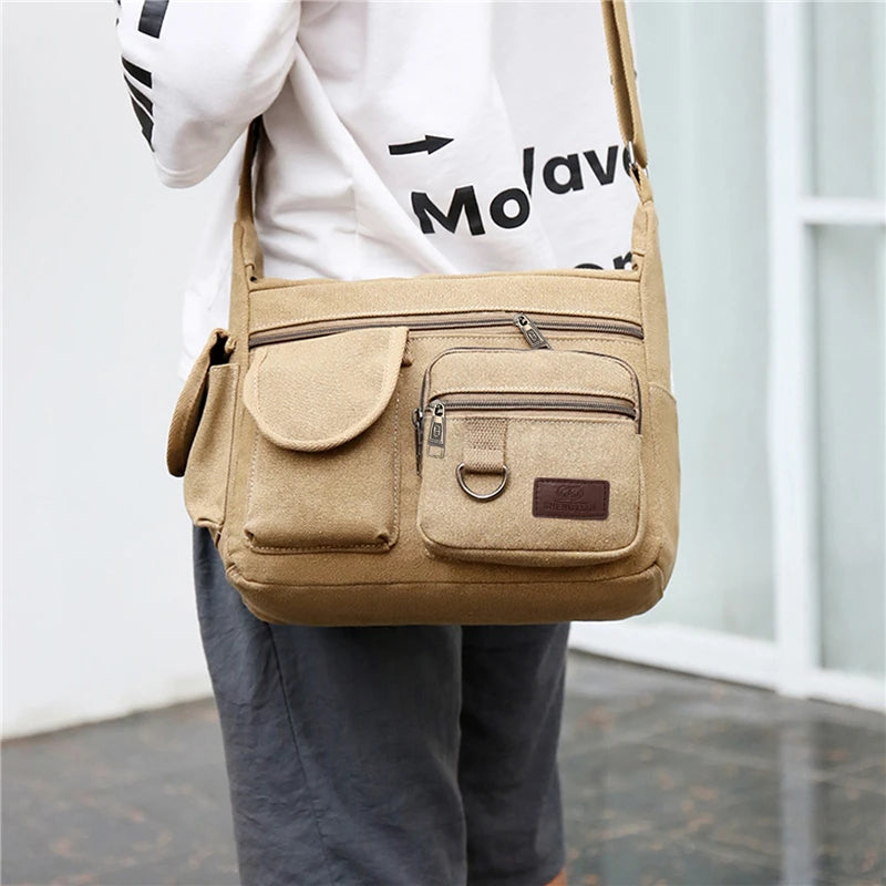 Rugged Vintage Canvas Messenger Bag