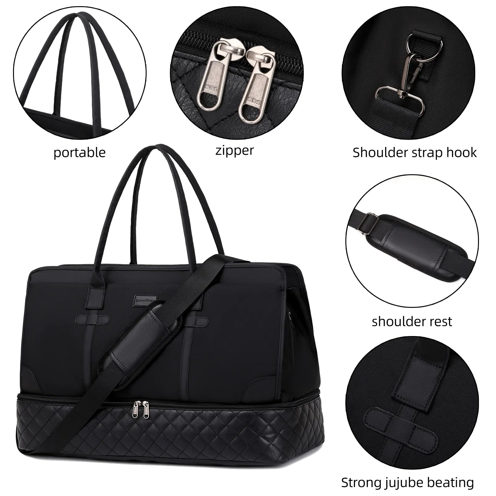 Chic Voyager: Deluxe Weekend Carryall with Shoe Compartment