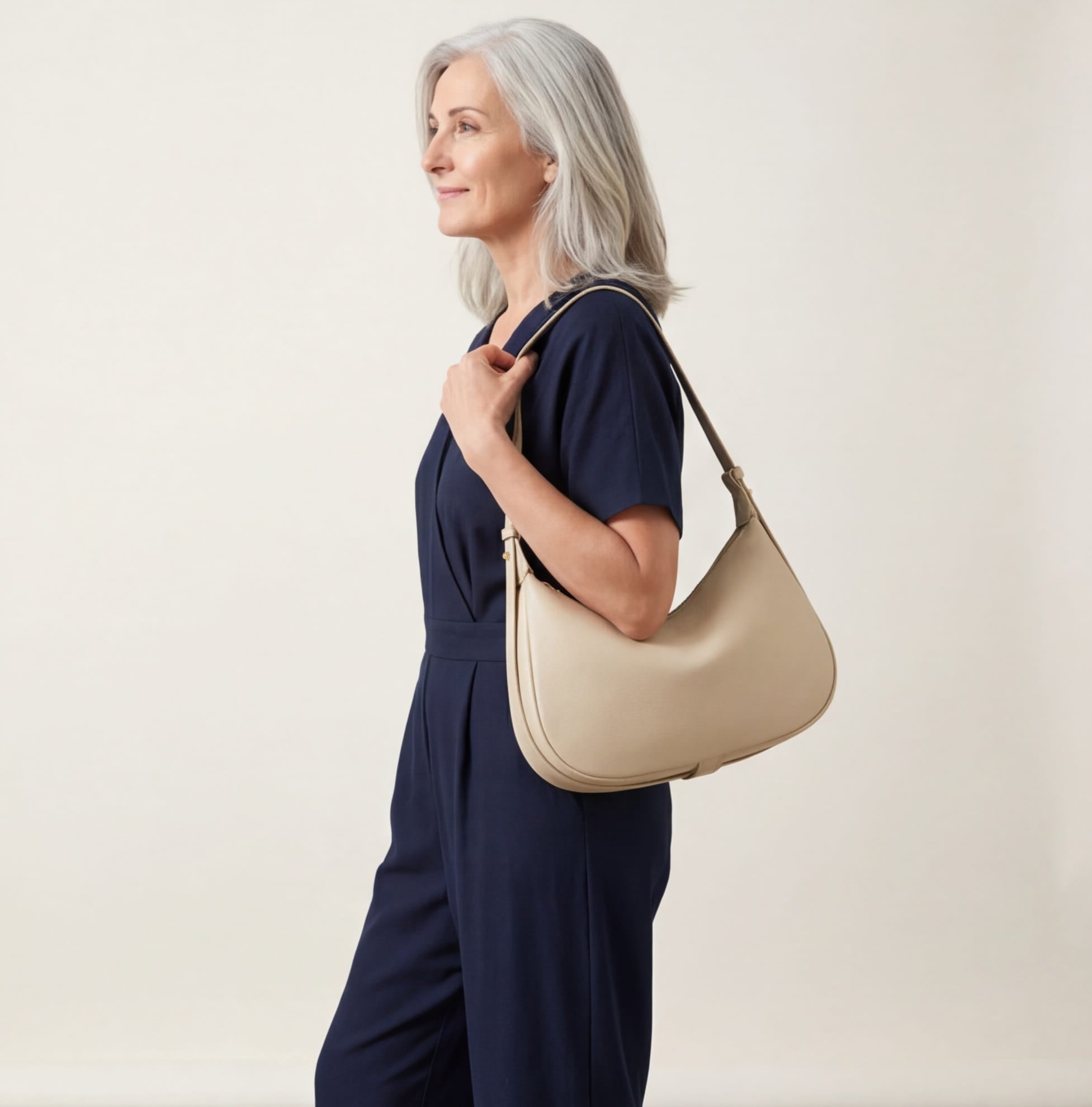 Genuine Leather Crescent Shoulder Bag – Soft Cowhide Hobo Handbag