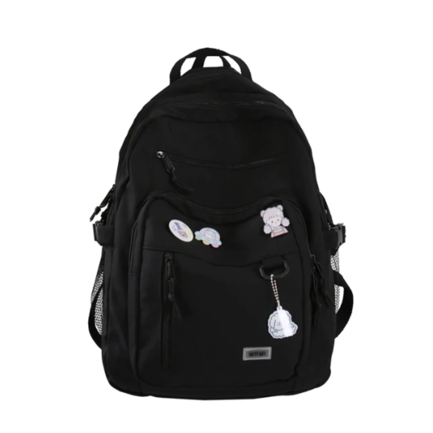 Chic Badge-Accented Backpack for School & Travel