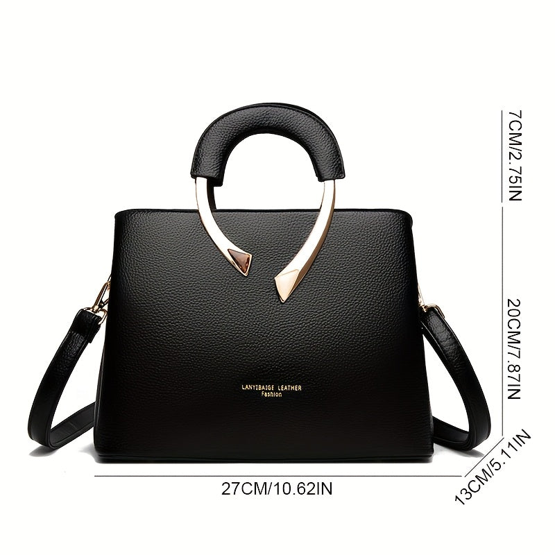 Elegant Burgundy PU Leather Casual Tote
