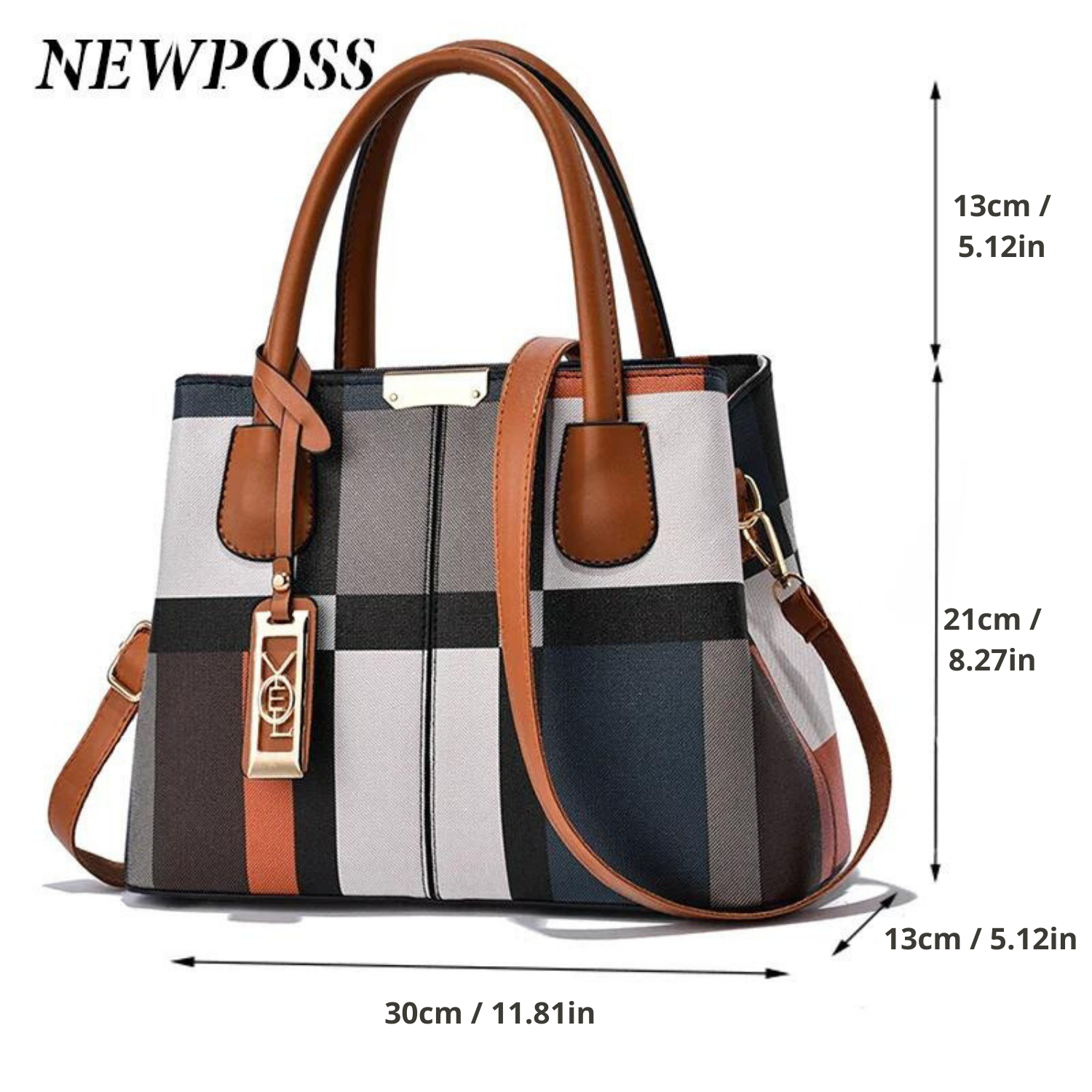 Newposs Modern Plaid Elegance Tote: Trendsetting Style