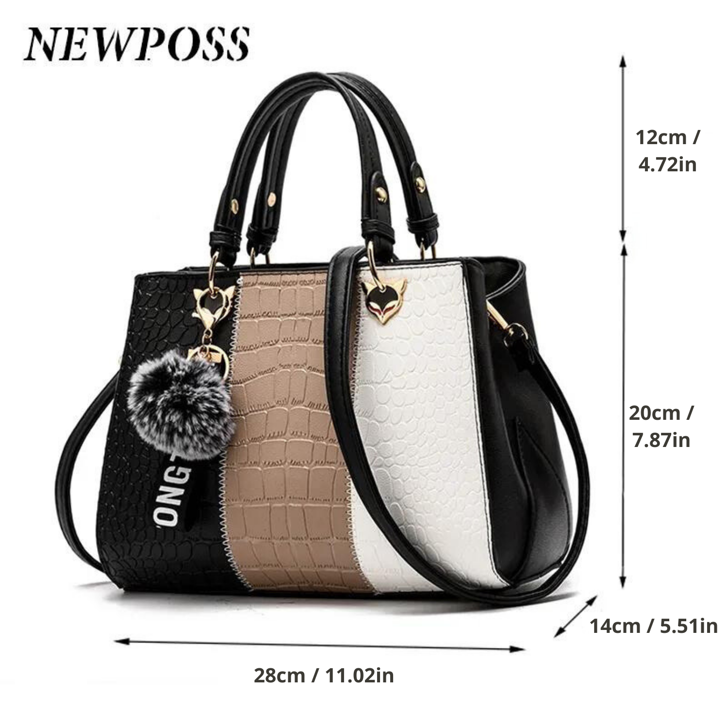 Newposs Bold Patchwork Tote: Textured Elegance