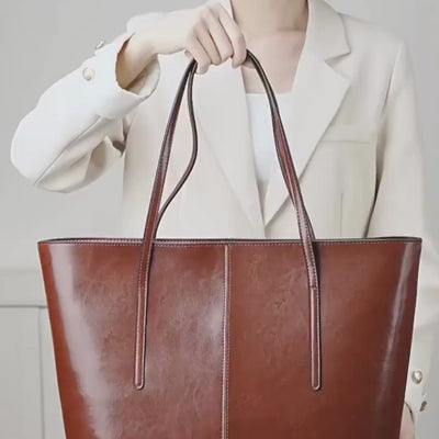 karen leather large tote bag