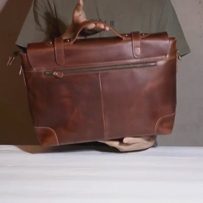 brown leather briefcase video