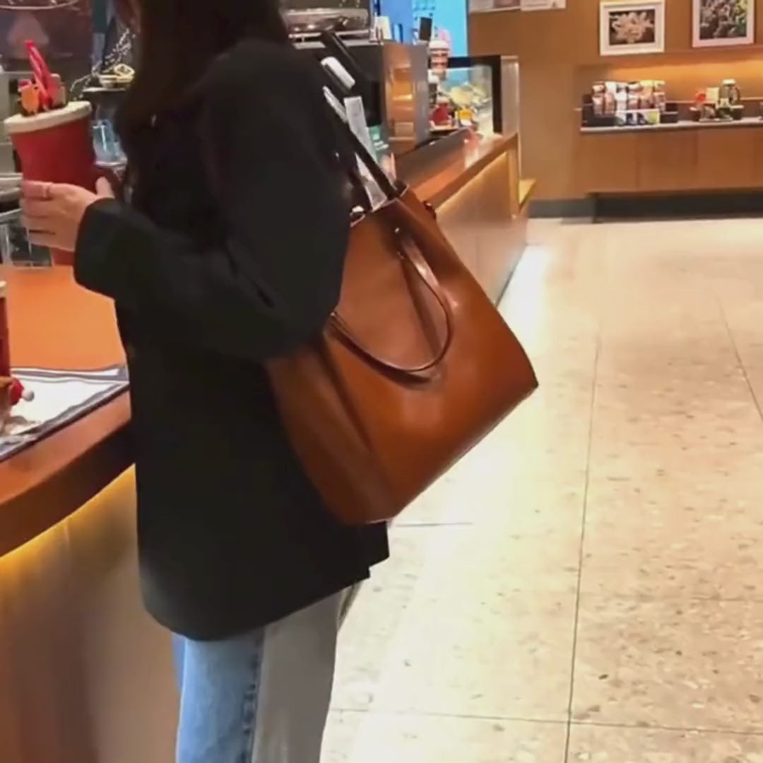 amelia leather tote bag