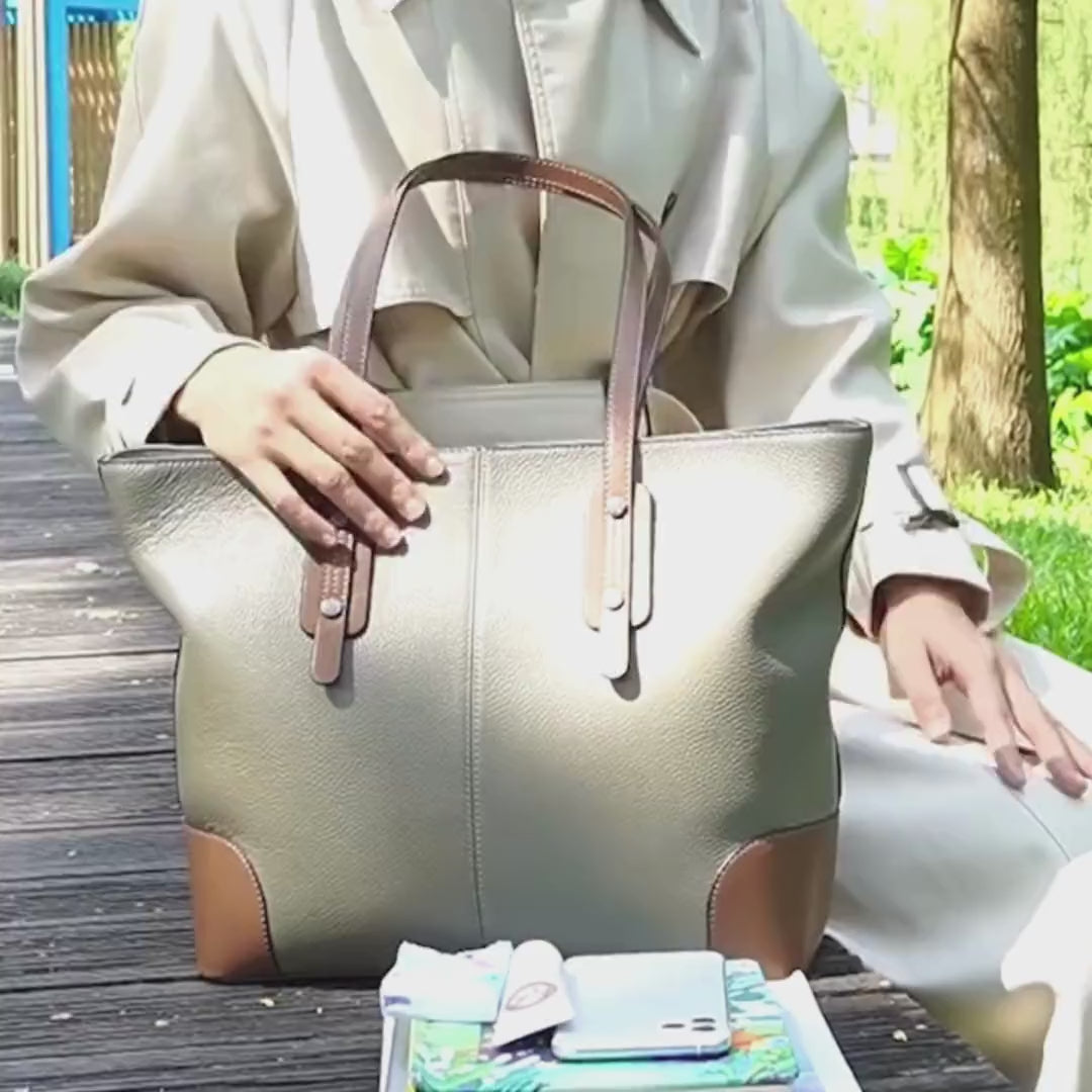 layla leather tote bag