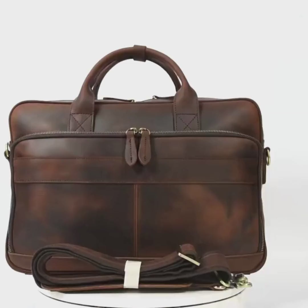 Preston Leather Briefcase on the white background