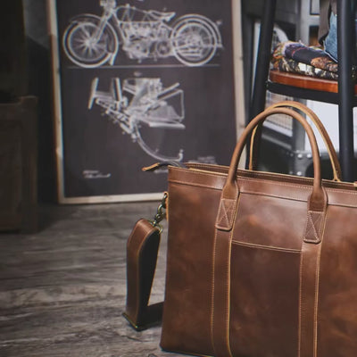 brown leather briefcase video