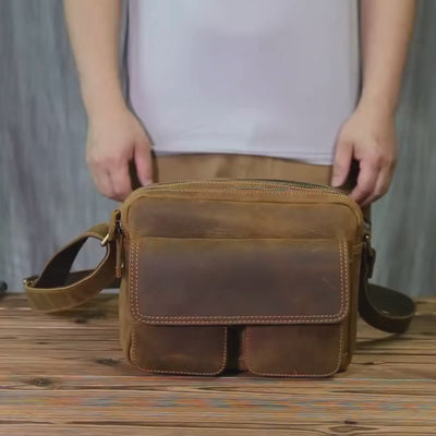 video brown leather bag for man