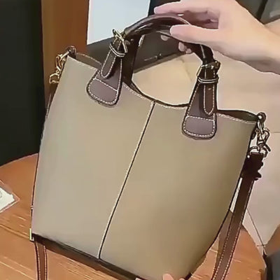 beige tote leather bag video