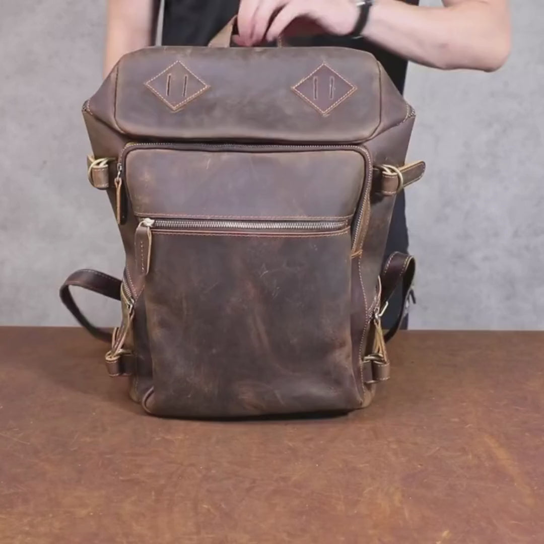 brown vintage backpack